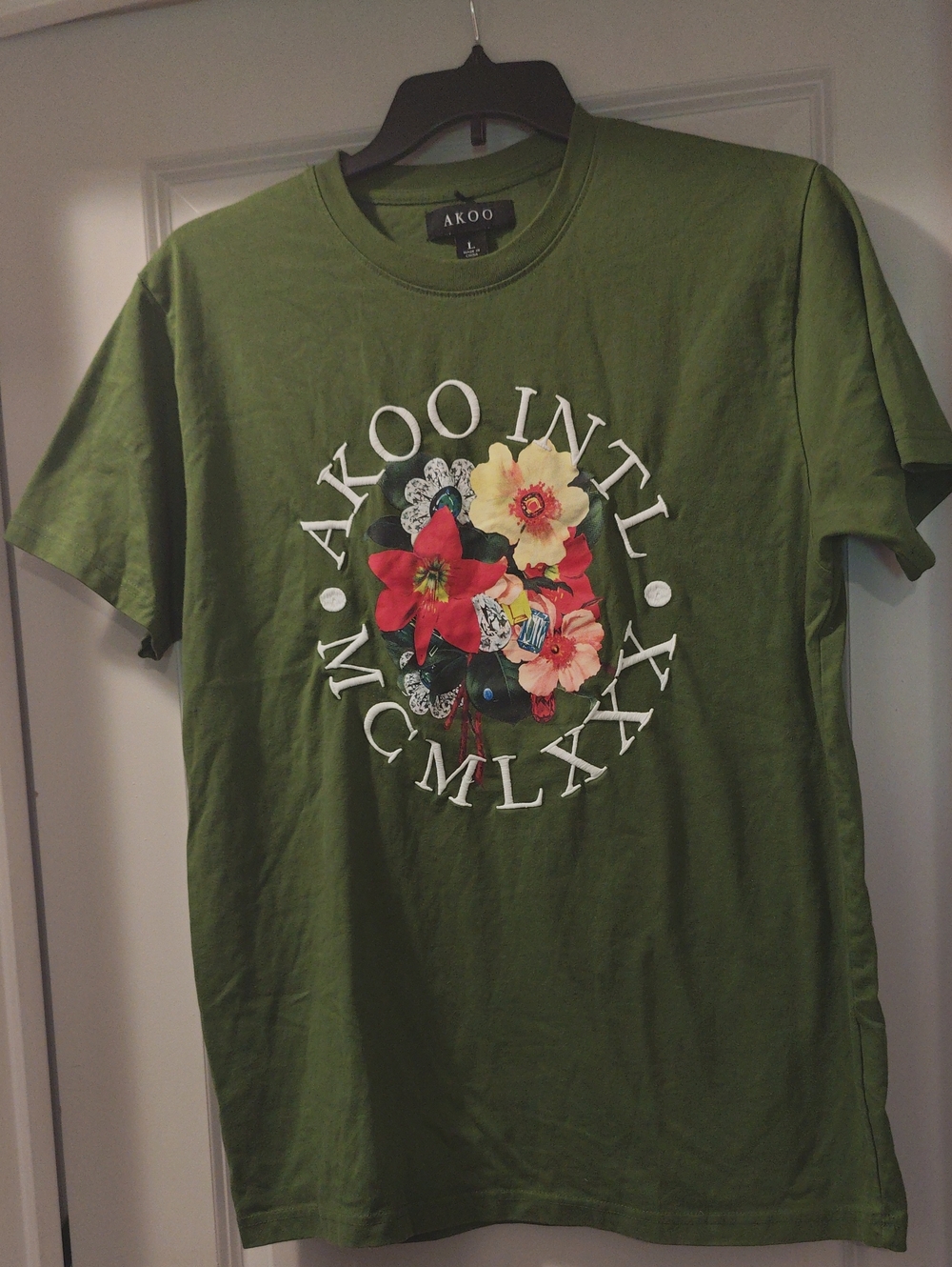 AKOO Olive Green Floral Emblem Tee